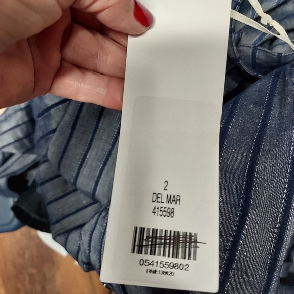 Etcetera E3 Blue striped NWT shirt dress drawstring waist collar, size 2 - Picture 12 of 15